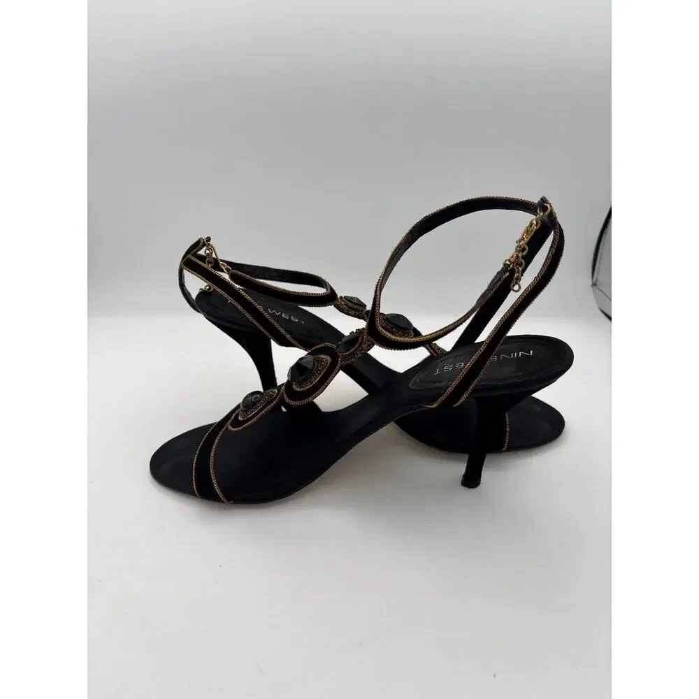 Women’s Nine West Size 7 1/2 Black Suede Bejeweled Pumps
